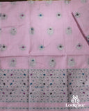 Charming Light Pink Cotton Kesapaat Mekhela Sador in Floral Motif with Graceful Jura Pairing