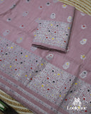 Delicate Pink Cotton Kesapaat Mekhela Sador in Floral Motif with Graceful Jura Pairing