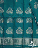 Graceful Cyan Blue Super Semi Pat Mekhela Sador with Lustrous Finish