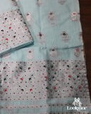 Elegant Blue Cotton Kesapaat Mekhela Sador in Floral Motif with Graceful Jura Pairing