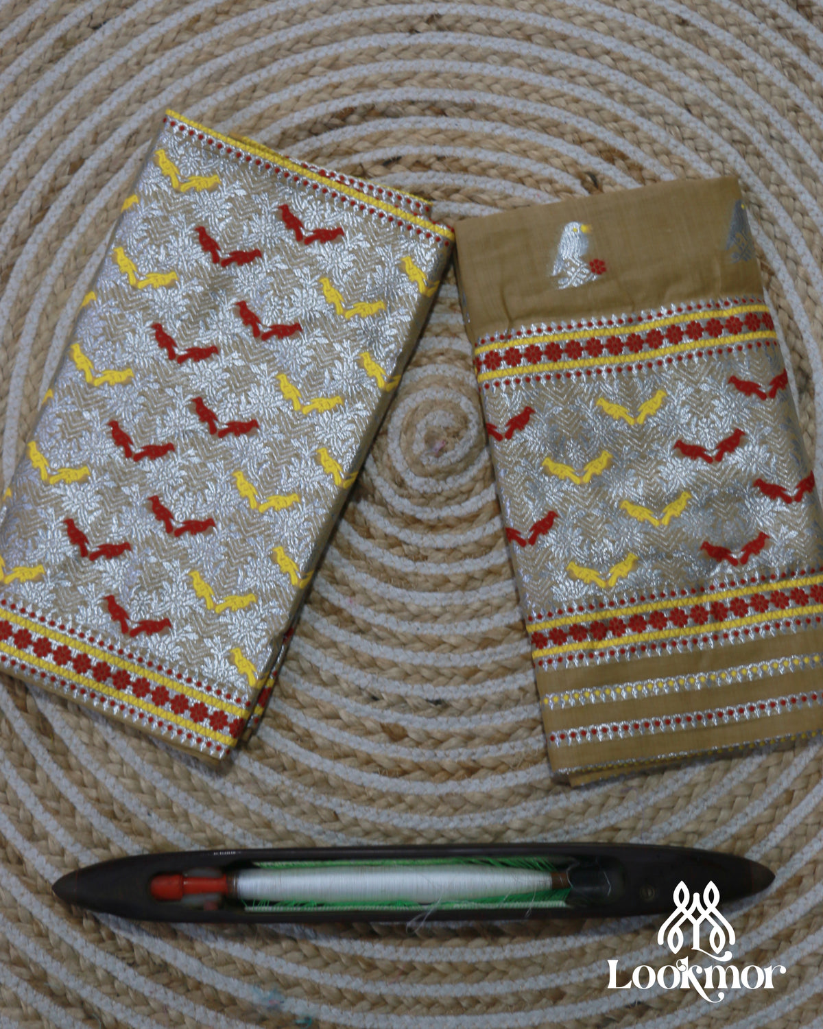 Light Brown Toss Paat Set Mekhela Sador