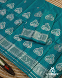 Graceful Cyan Blue Super Semi Pat Mekhela Sador with Lustrous Finish