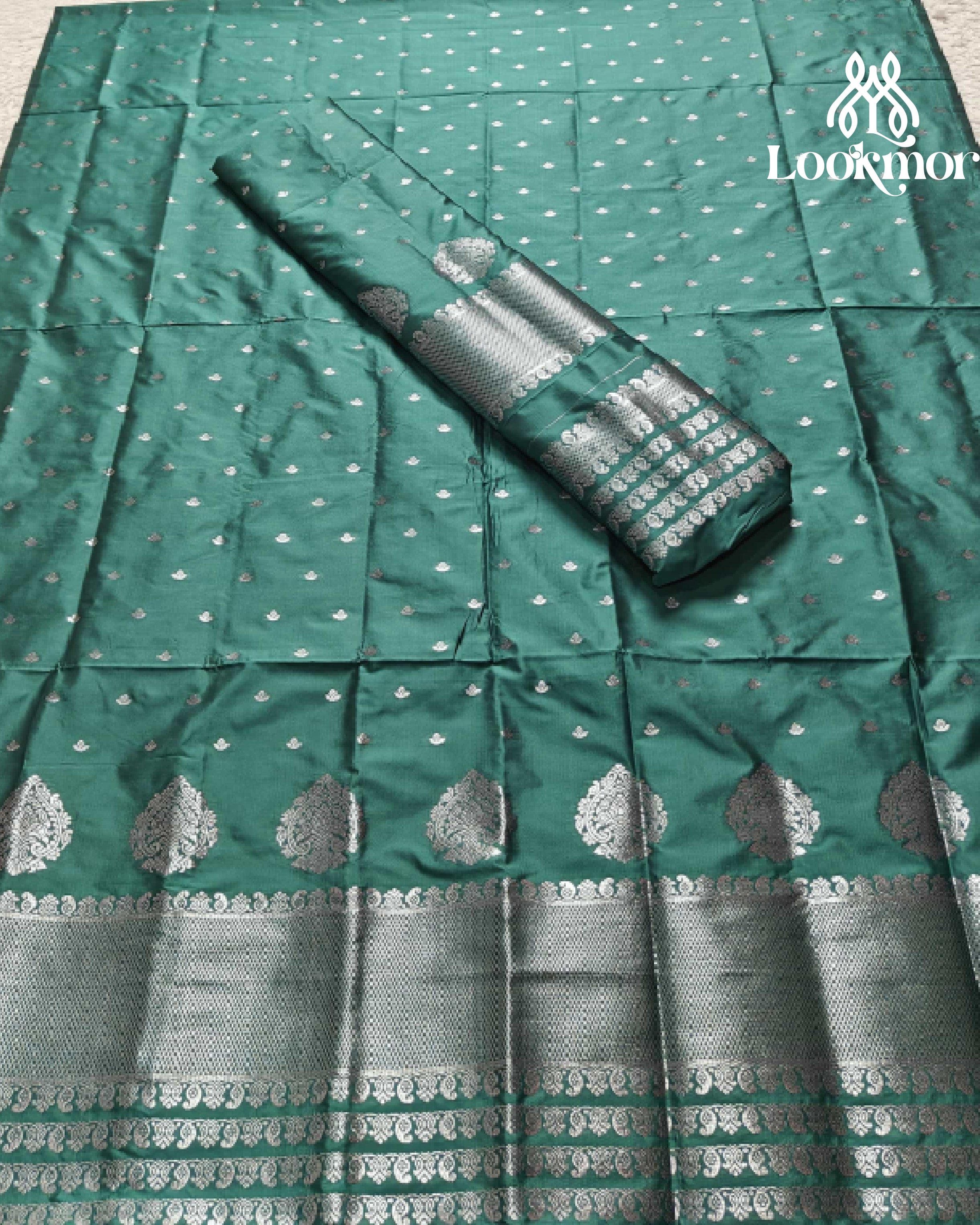 Sea Green Super Semi Paat Set Mekhela Sador