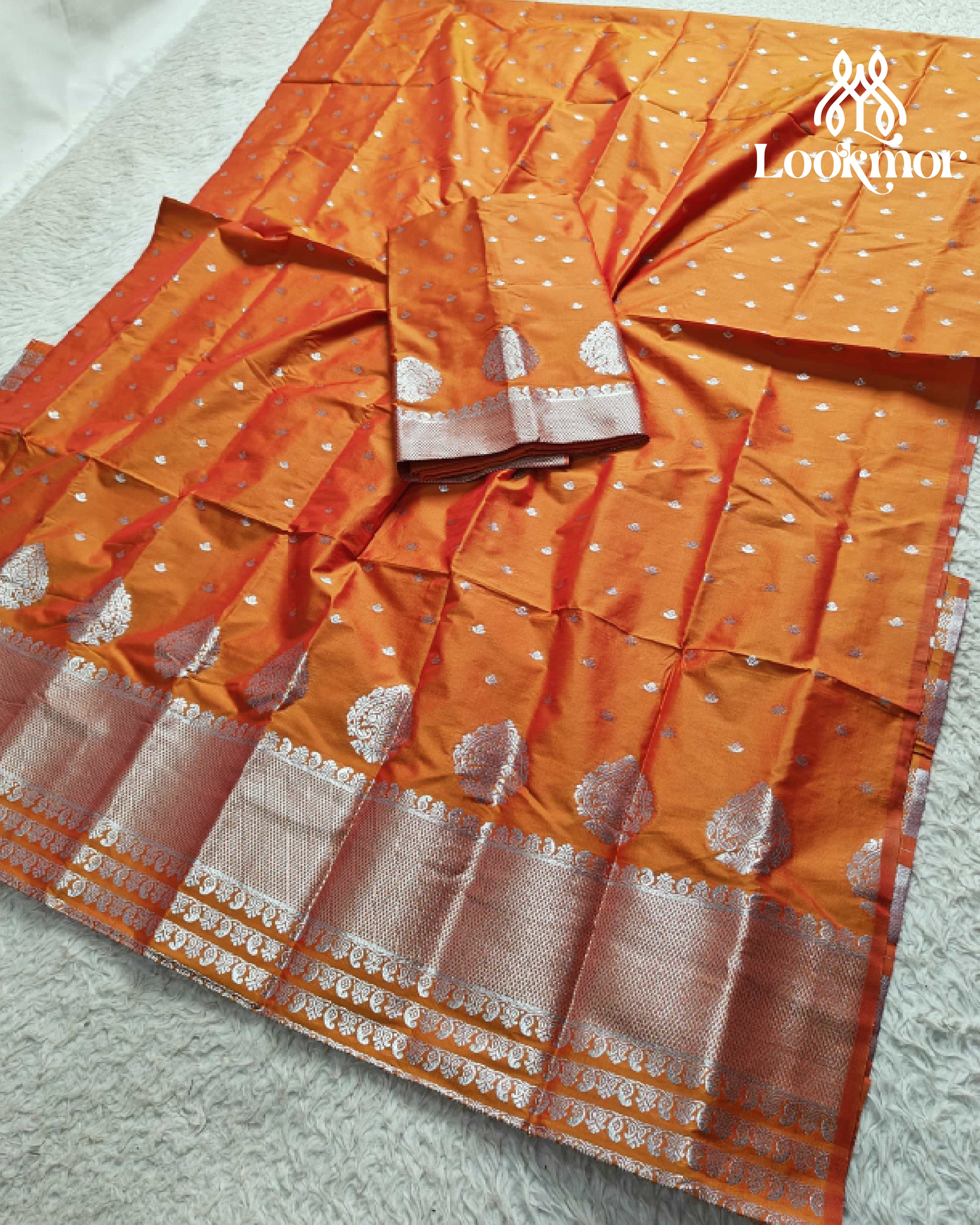 Orange Super Semi Paat Set Mekhela Sador