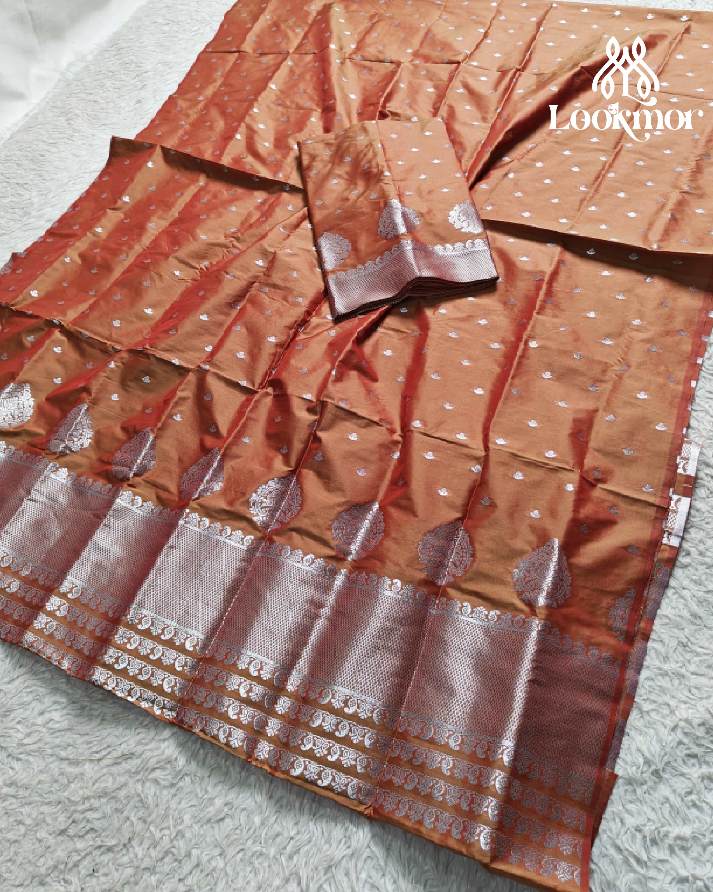 Orange Super Semi Paat Set Mekhela Sador