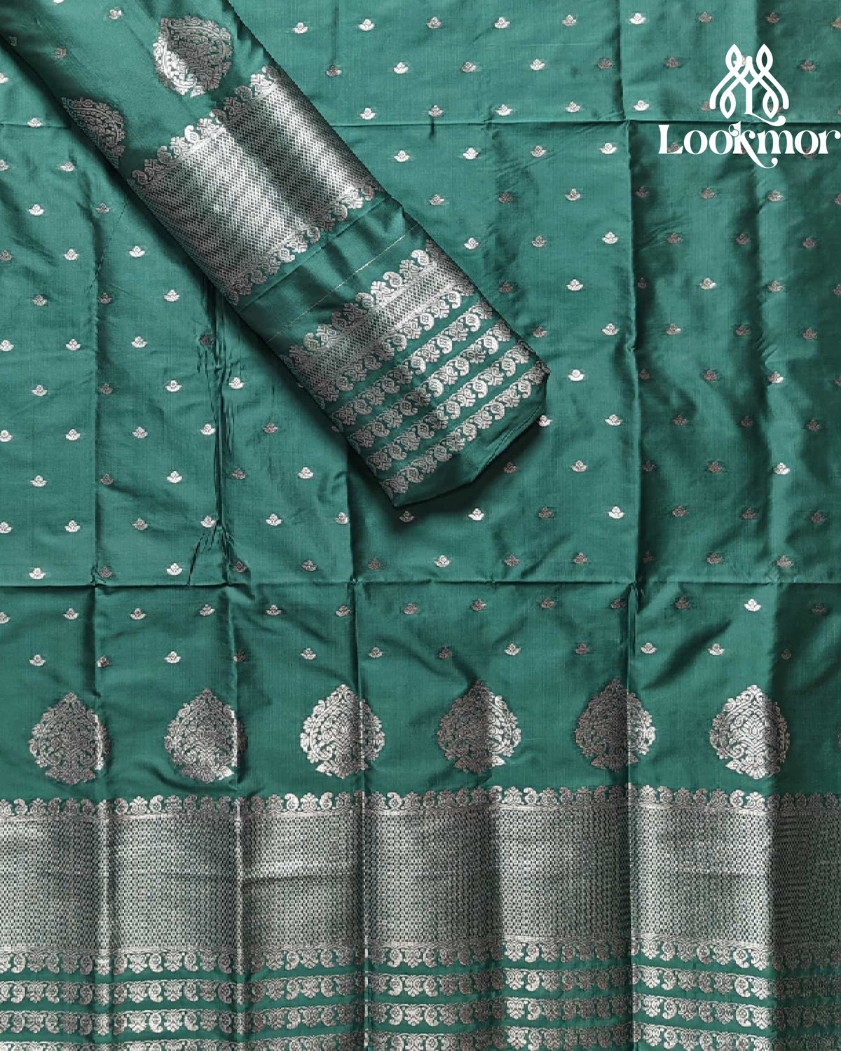 Sea Green Super Semi Paat Set Mekhela Sador