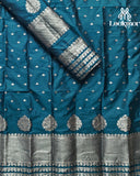 Blue Silver Jari Super Semi Paat Set Mekhela Sador
