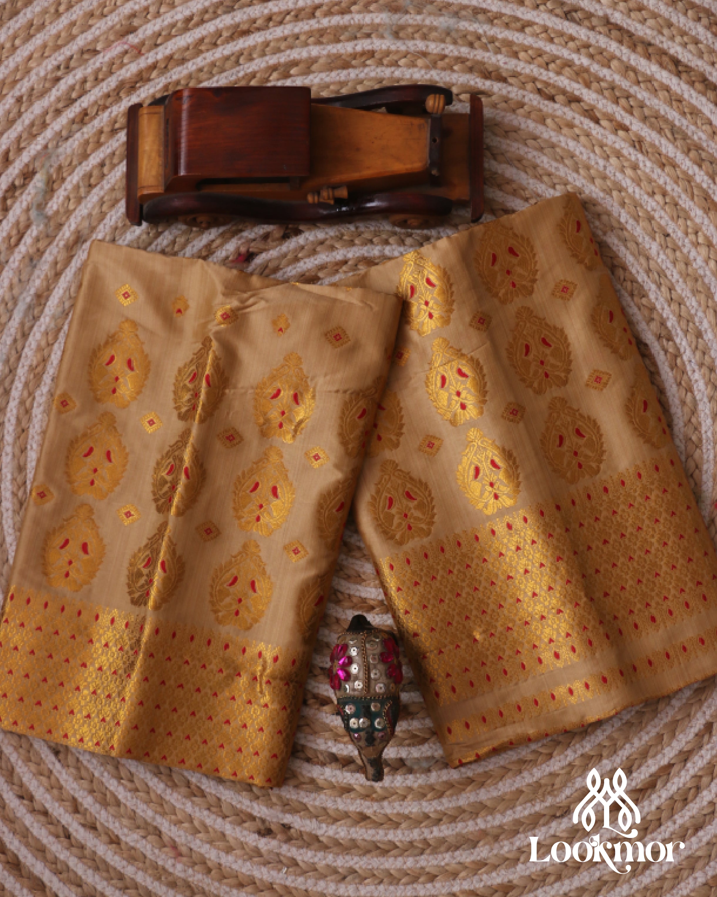 Muga Premium Heavy Set Golden Jari Super Semi Paat Set Mekhela Sador
