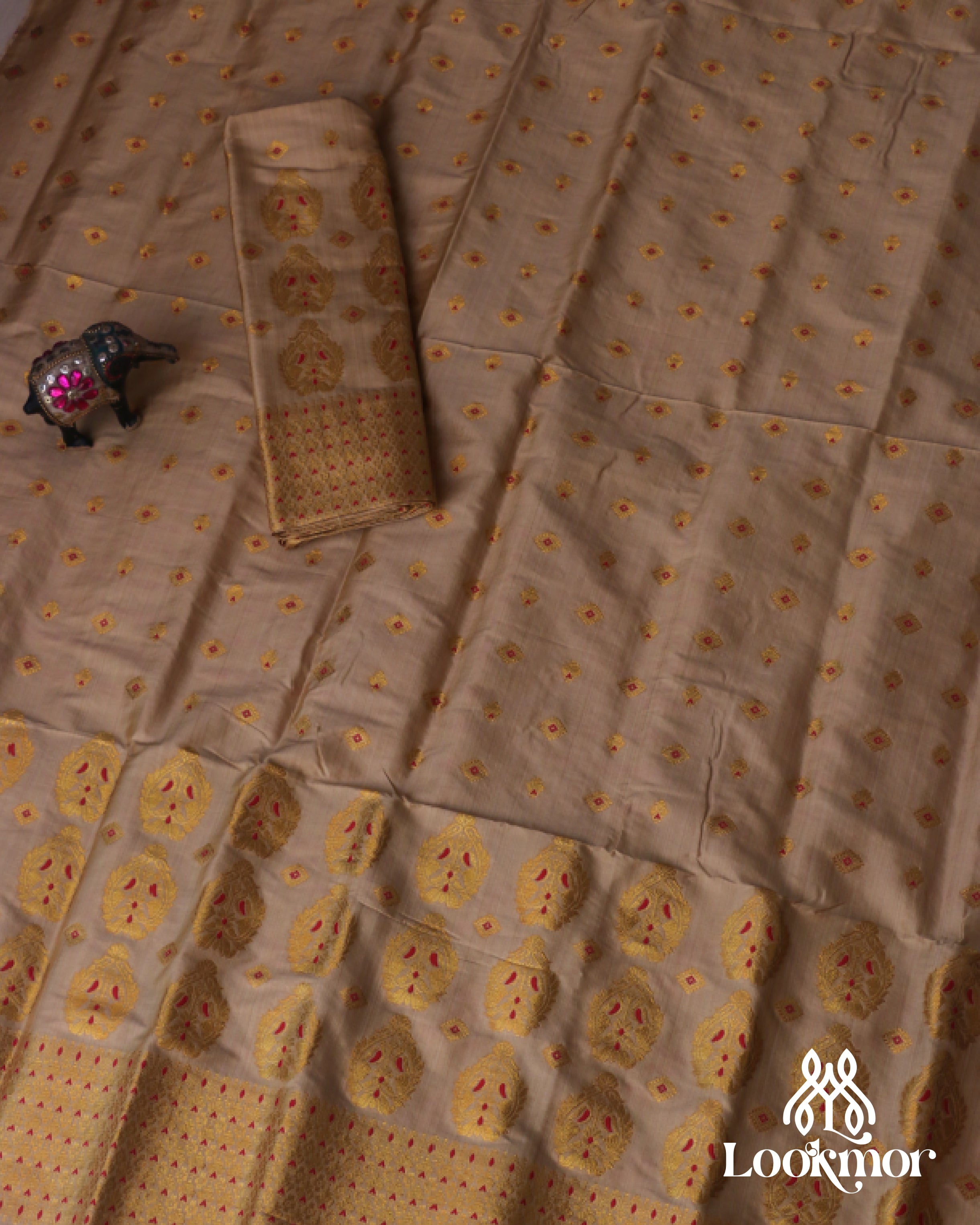 Muga Premium Heavy Set Golden Jari Super Semi Paat Set Mekhela Sador