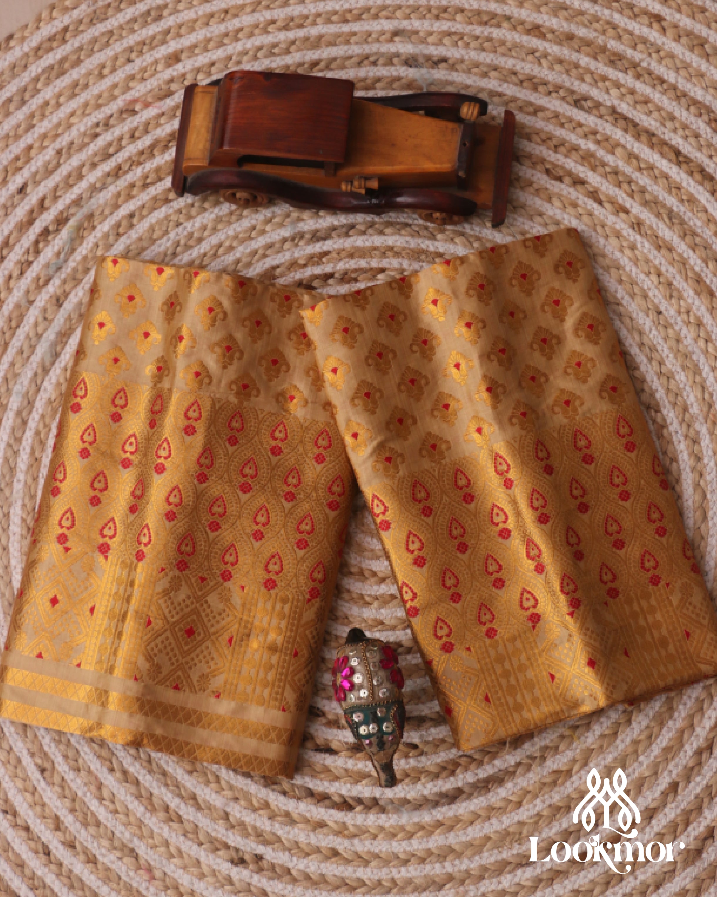 Muga Premium Heavy Set Golden Jari Super Semi Paat Set Mekhela Sador