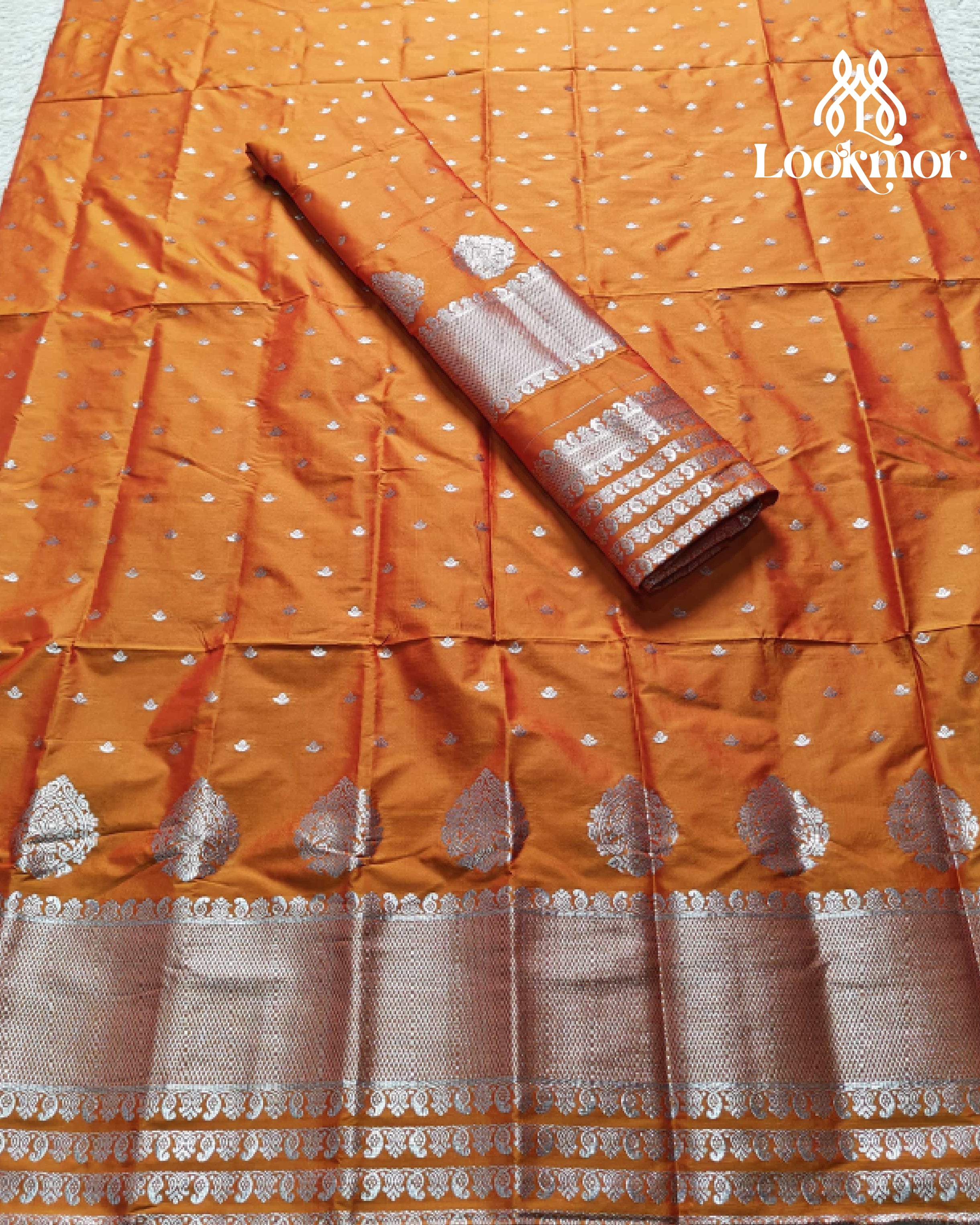 Orange Super Semi Paat Set Mekhela Sador
